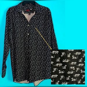 Mens J.Ferrar Black White Animal Print Slim Fit Shirt Large 16-16.5 / 34…
